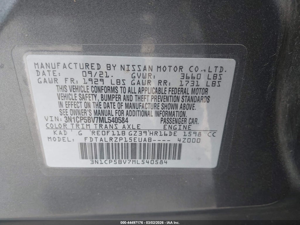 2021 Nissan Kicks S Xtronic CVT photo 9