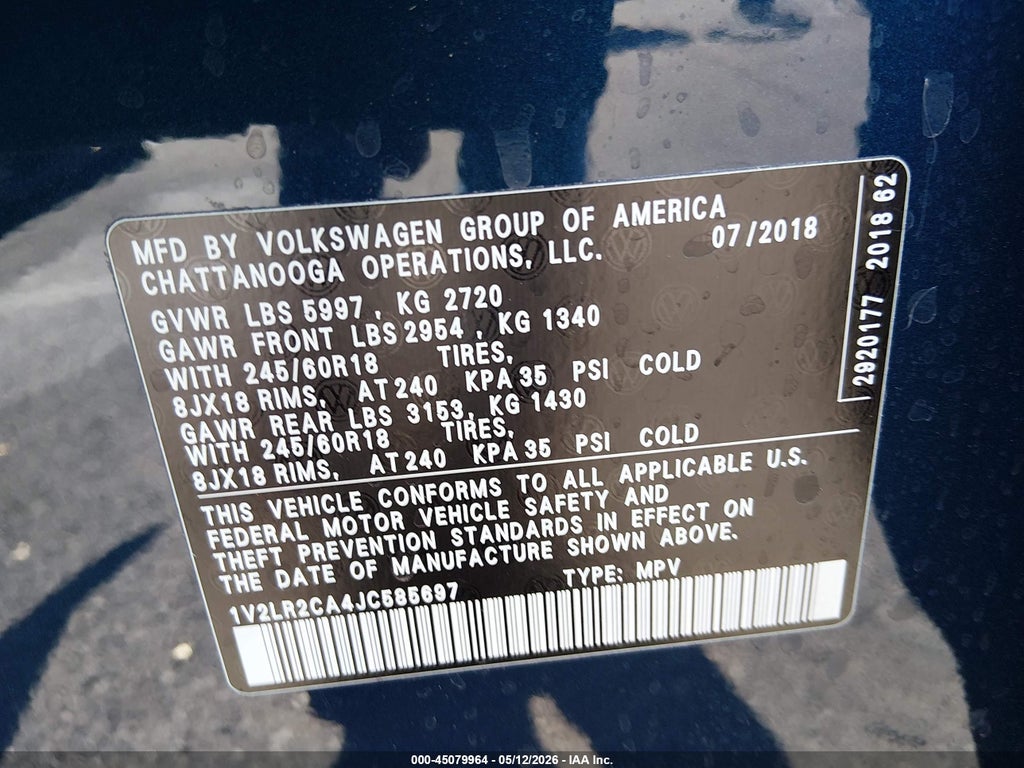 2018 Volkswagen Atlas 3.6L V6 SE/3.6L V6 SE W/Technology photo 9
