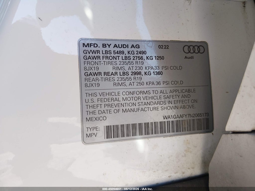 2022 Audi Q5 Premium 45 Tfsi S Line Quattro S Tronic photo 9