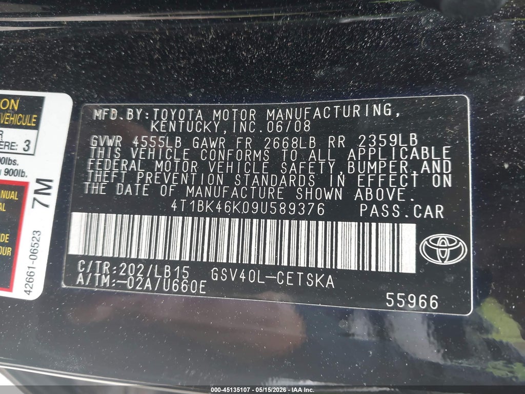 2009 Toyota Camry SE V6 photo 9