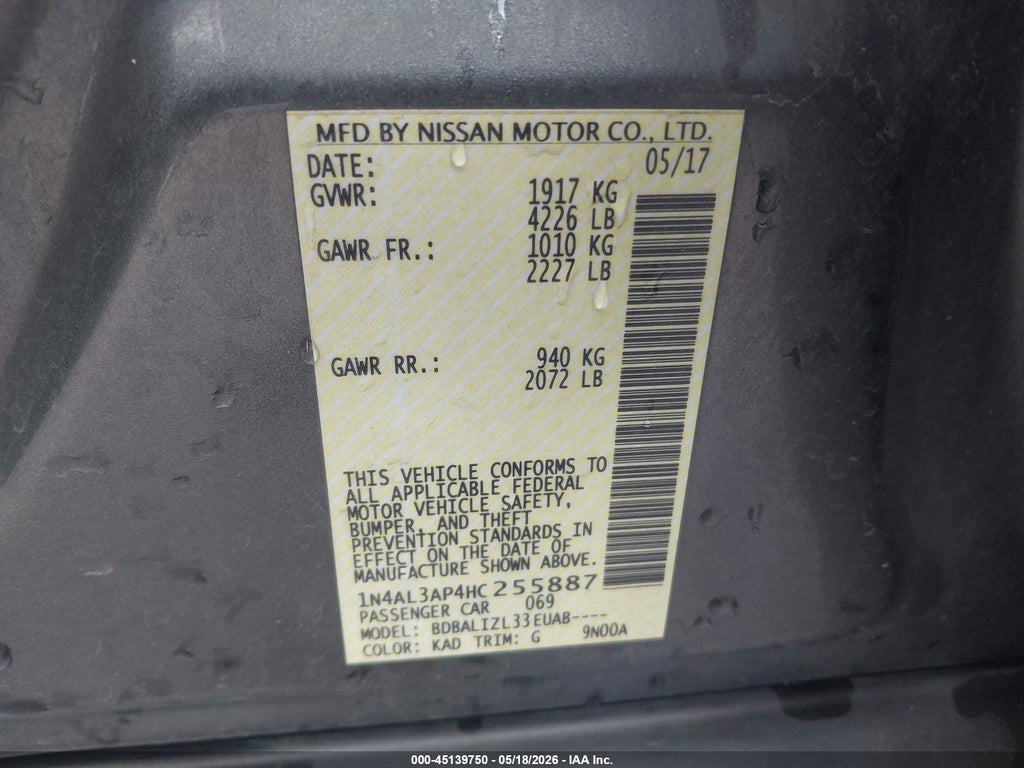 2017 Nissan Altima 2.5 SV photo 9