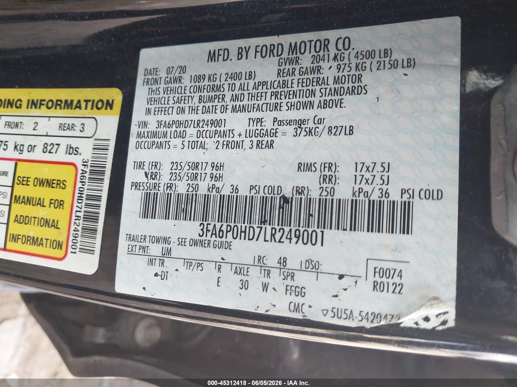 2020 Ford Fusion SE photo 9