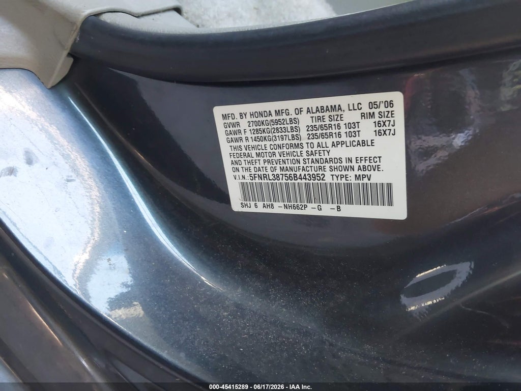 2006 Honda Odyssey EX-L photo 9