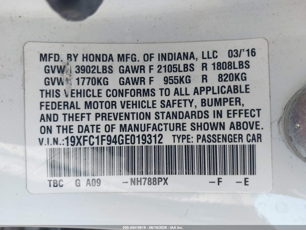 2016 Honda Civic Touring photo 9