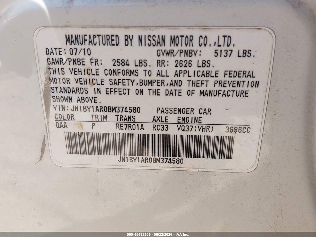 2011 Infiniti M37X photo 9