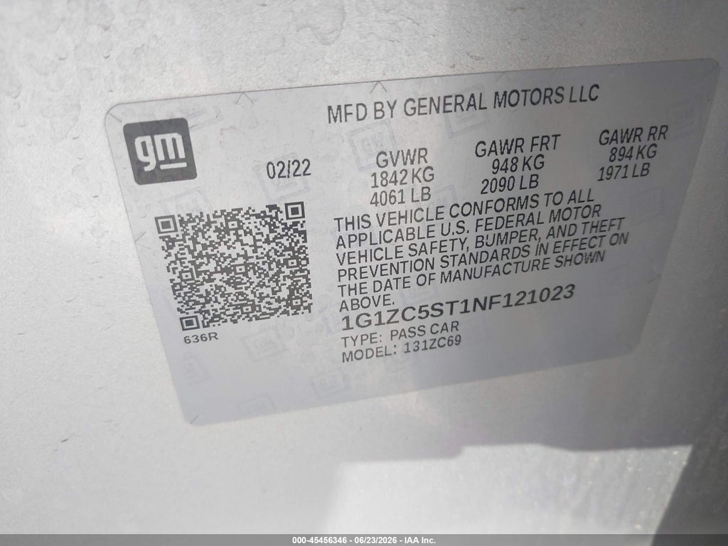 2022 Chevrolet Malibu FWD 1FL photo 9