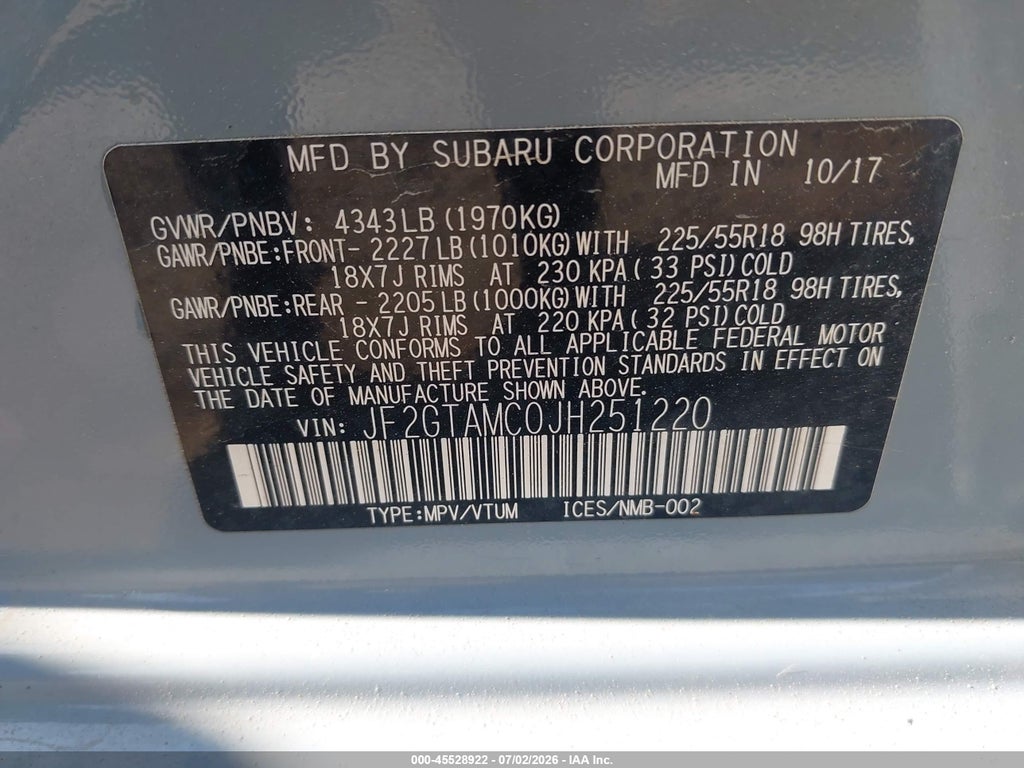 2018 Subaru Crosstrek 2.0I Limited photo 9