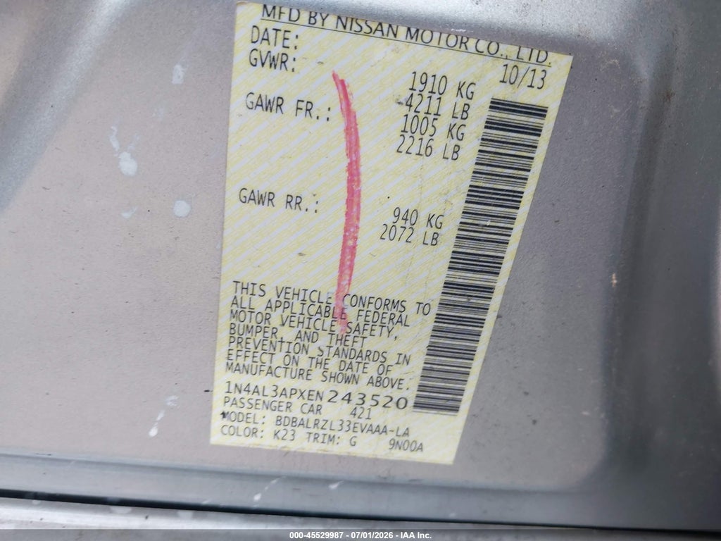 2014 Nissan Altima 2.5 S photo 9