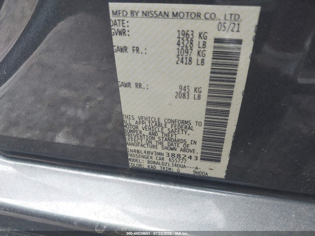 2021 Nissan Altima S FWD photo 9