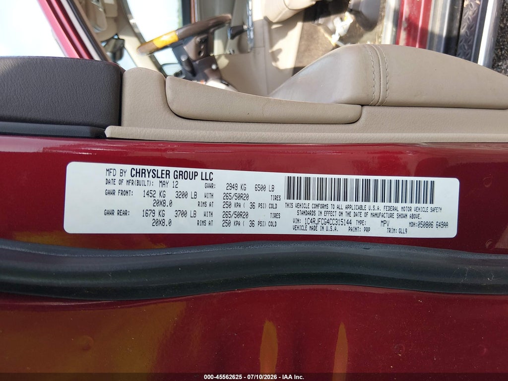 2012 Jeep Grand Cherokee Overland photo 9