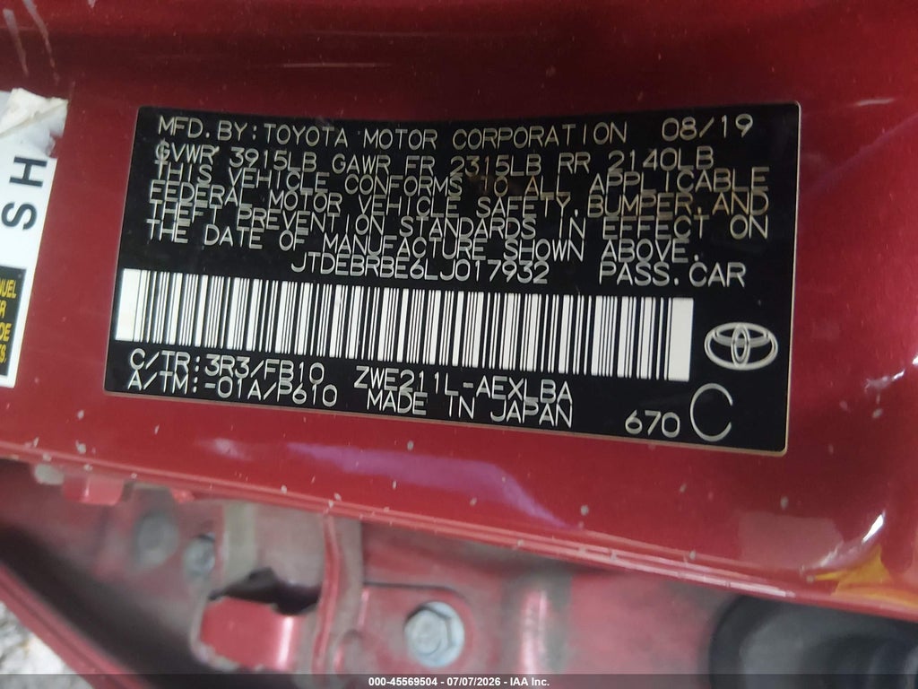 2020 Toyota Corolla Hybrid LE photo 9