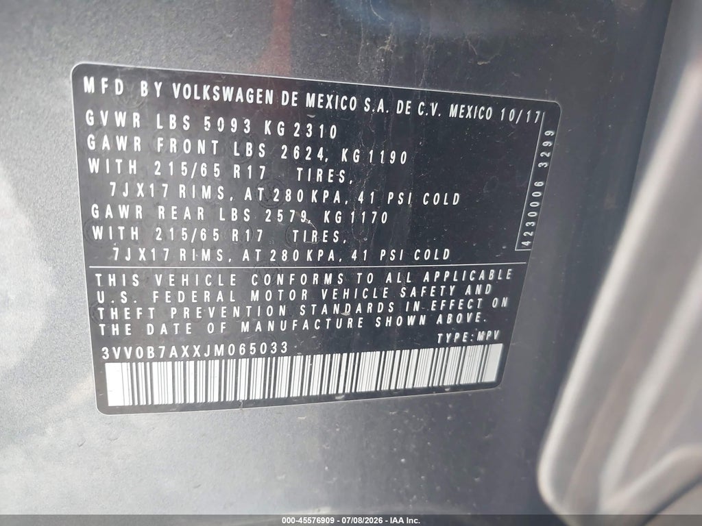2018 Volkswagen Tiguan 2.0T S photo 9