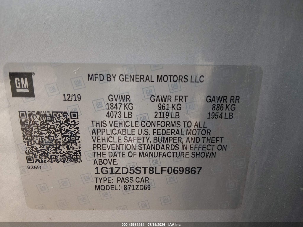 2020 Chevrolet Malibu FWD LT photo 9