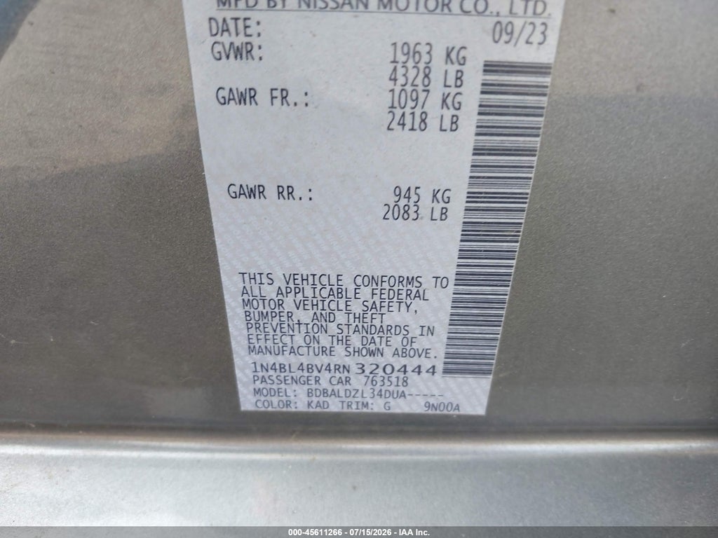 2024 Nissan Altima S FWD photo 9