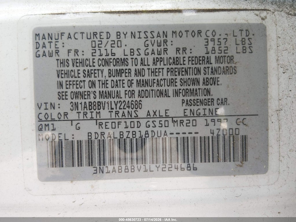 2020 Nissan Sentra S Xtronic CVT photo 9