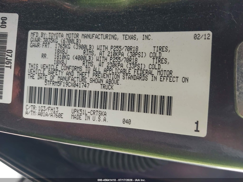 2012 Toyota Tundra Grade 4.6L V8 photo 9