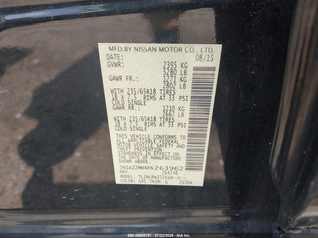 2015 Nissan Murano SL photo 9