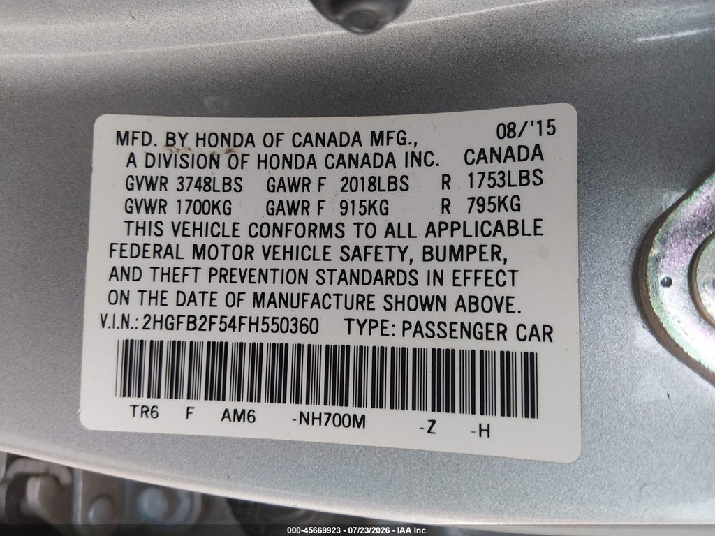 2015 Honda Civic LX photo 9