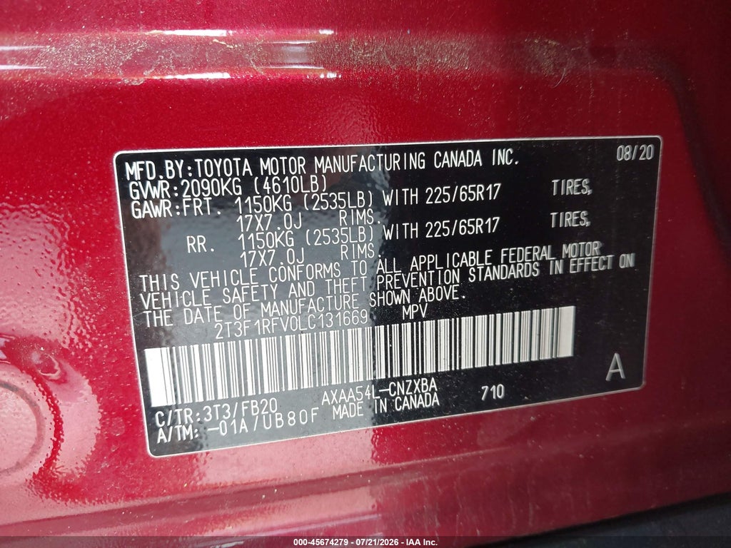 2020 Toyota RAV4 LE photo 9