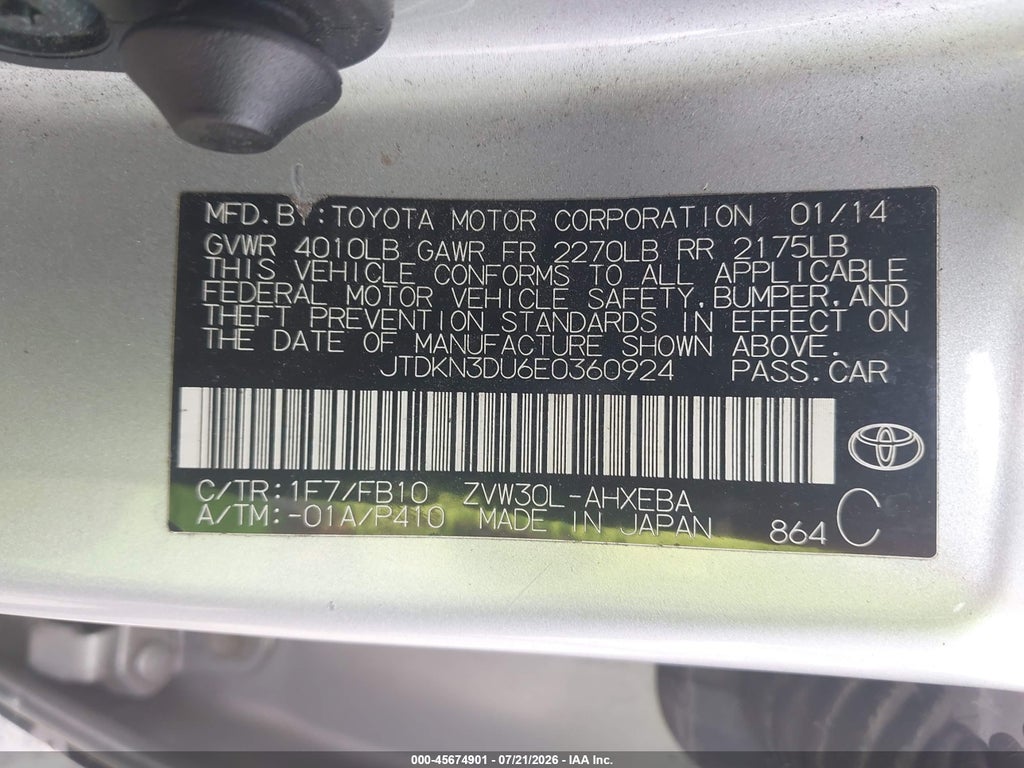 2014 Toyota Prius TWO photo 9