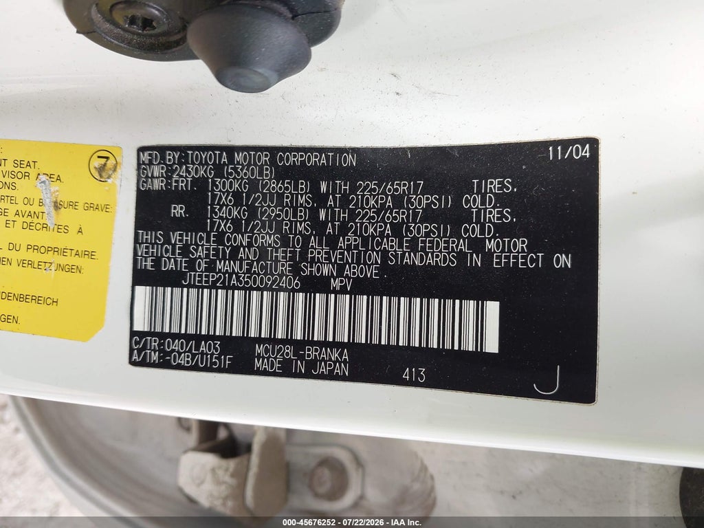2005 Toyota Highlander Limited V6 photo 9
