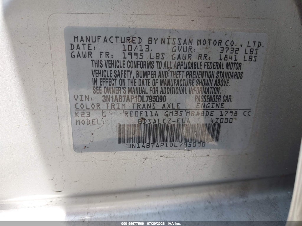 2013 Nissan Sentra S photo 9