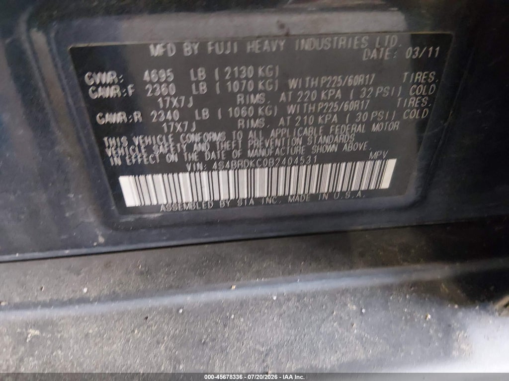 2011 Subaru Outback 3.6R Limited photo 9