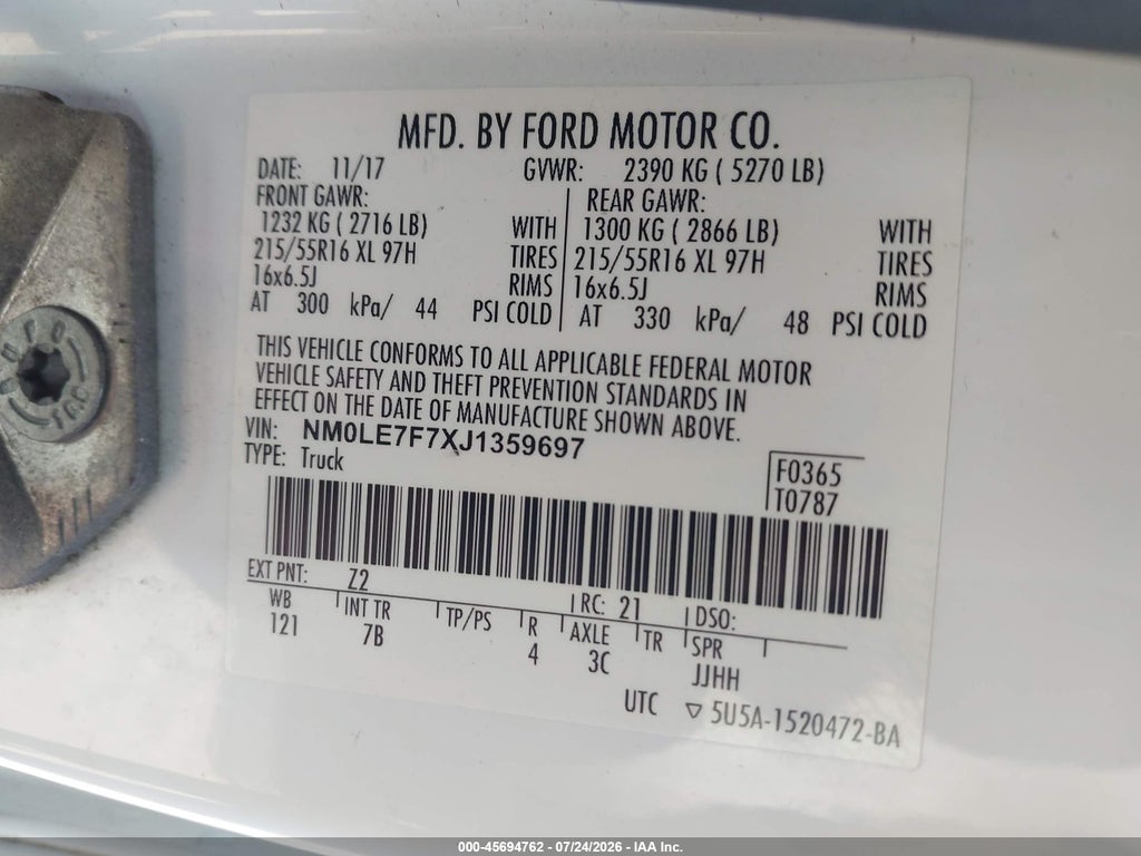 2018 Ford Transit Connect XLT photo 9