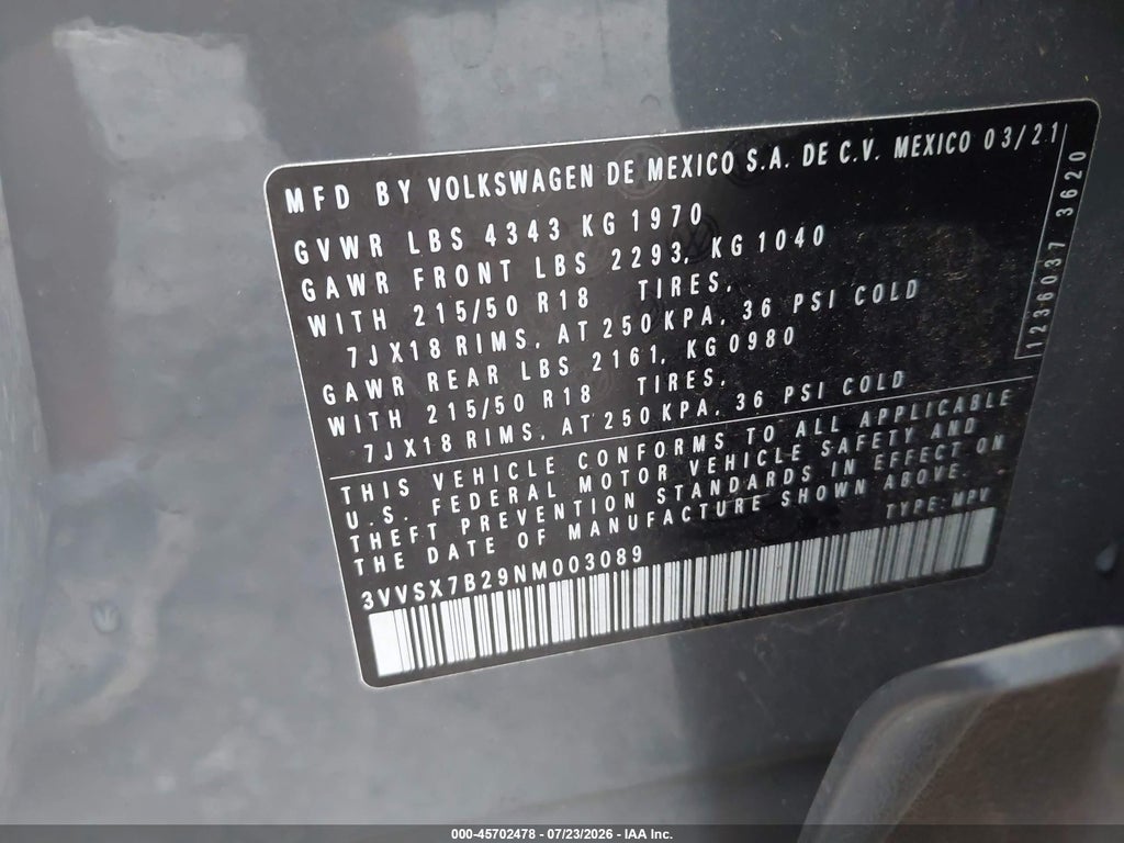 2022 Volkswagen Taos 1.5T SE photo 9