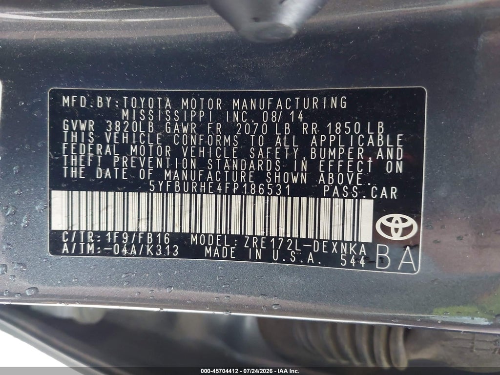 2015 Toyota Corolla LE photo 9