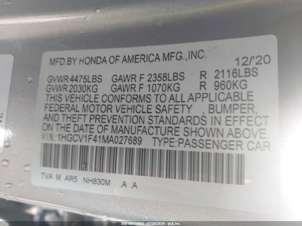 2021 Honda Accord Sport Special Edition photo 9