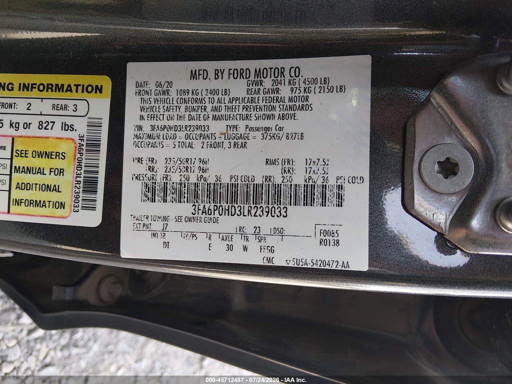2020 Ford Fusion SE photo 9