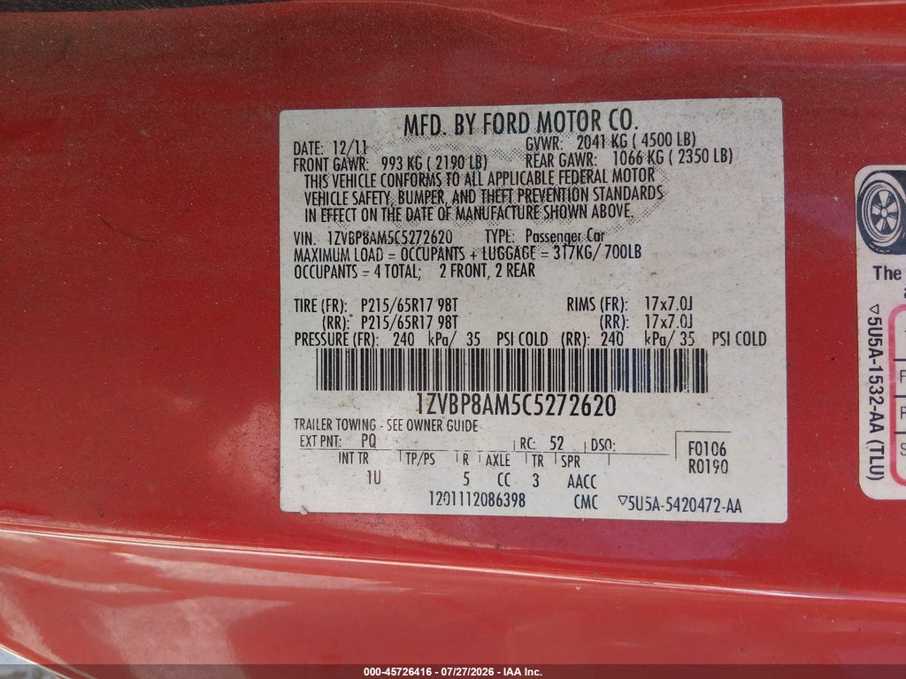 2012 Ford Mustang V6 photo 9