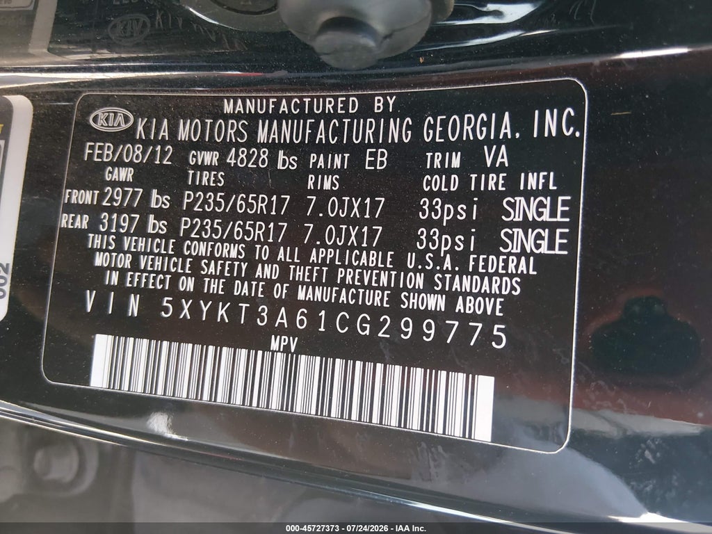2012 Kia Sorento LX photo 9