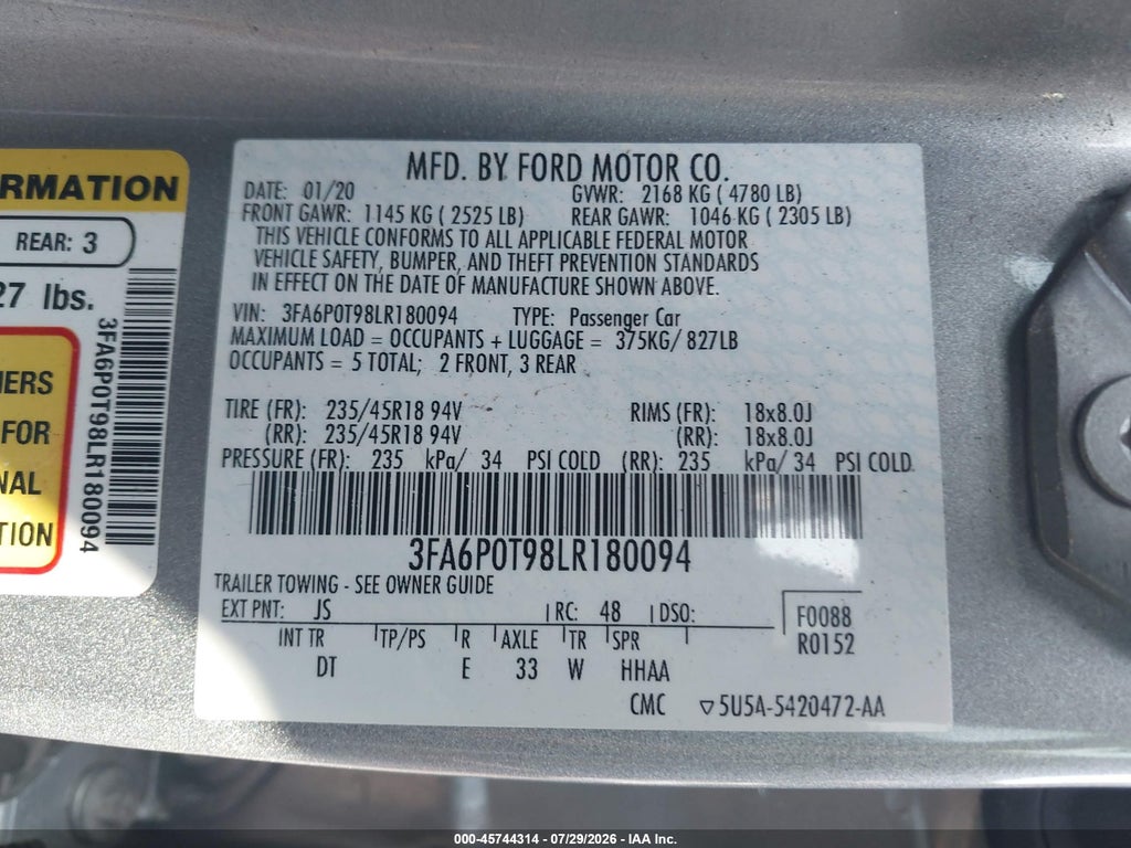 2020 Ford Fusion SE photo 9