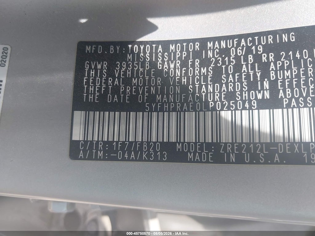 2020 Toyota Corolla LE photo 9