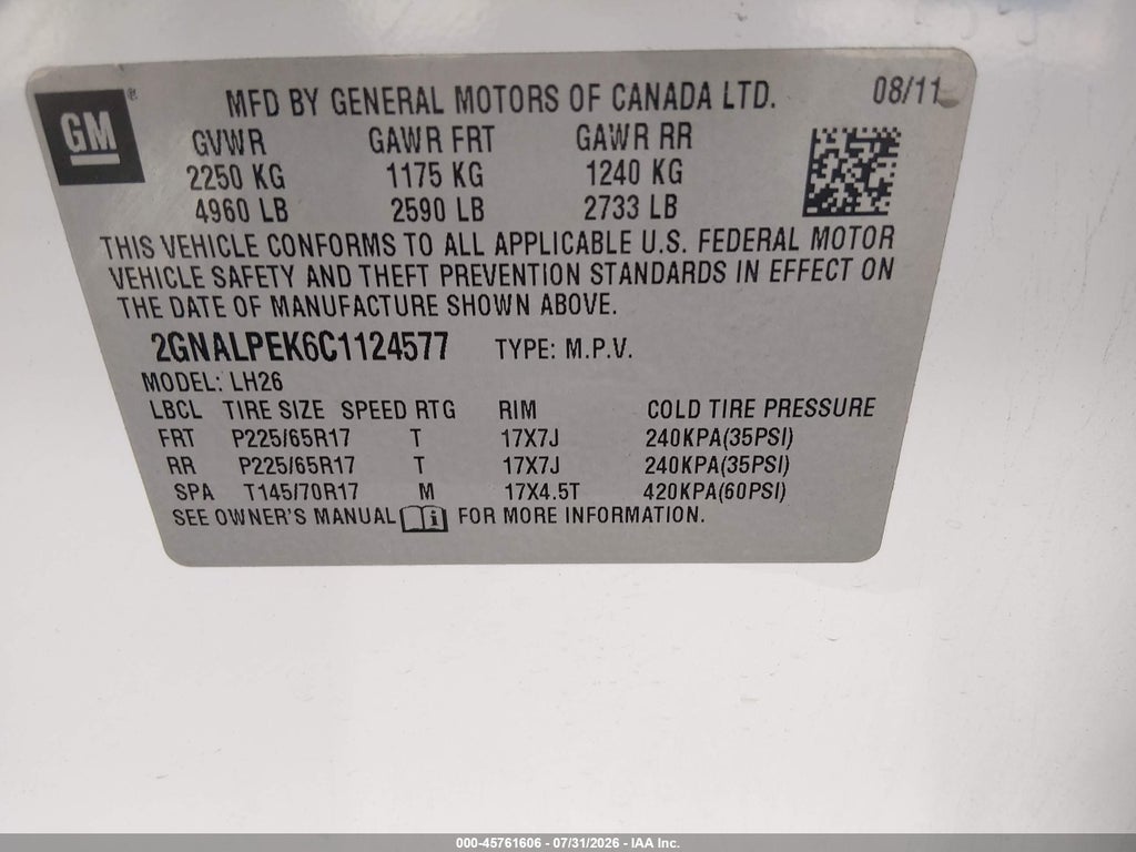 2012 Chevrolet Equinox LT W/2LT photo 9