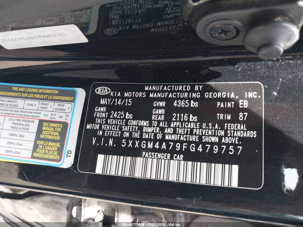 2015 Kia Optima LX photo 9