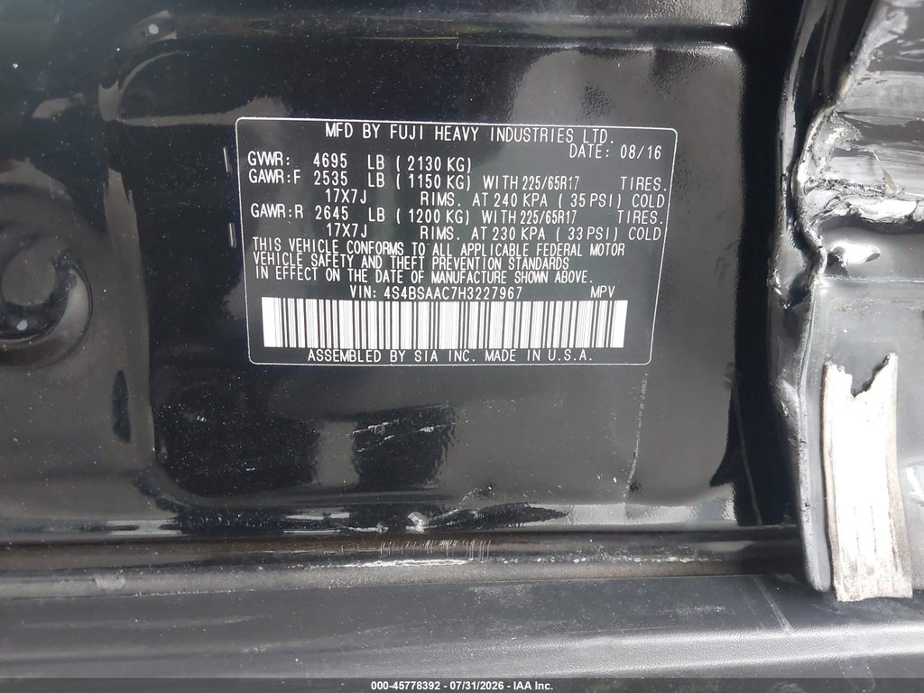 2017 Subaru Outback 2.5I photo 9