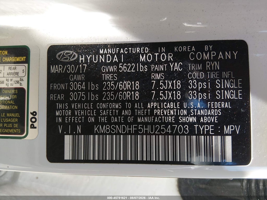 2017 Hyundai Santa FE SE photo 9
