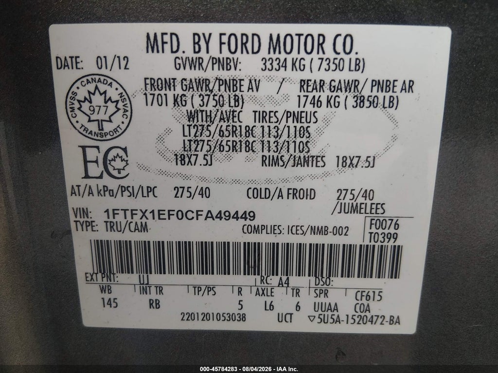 2012 Ford F-150 FX4 photo 9