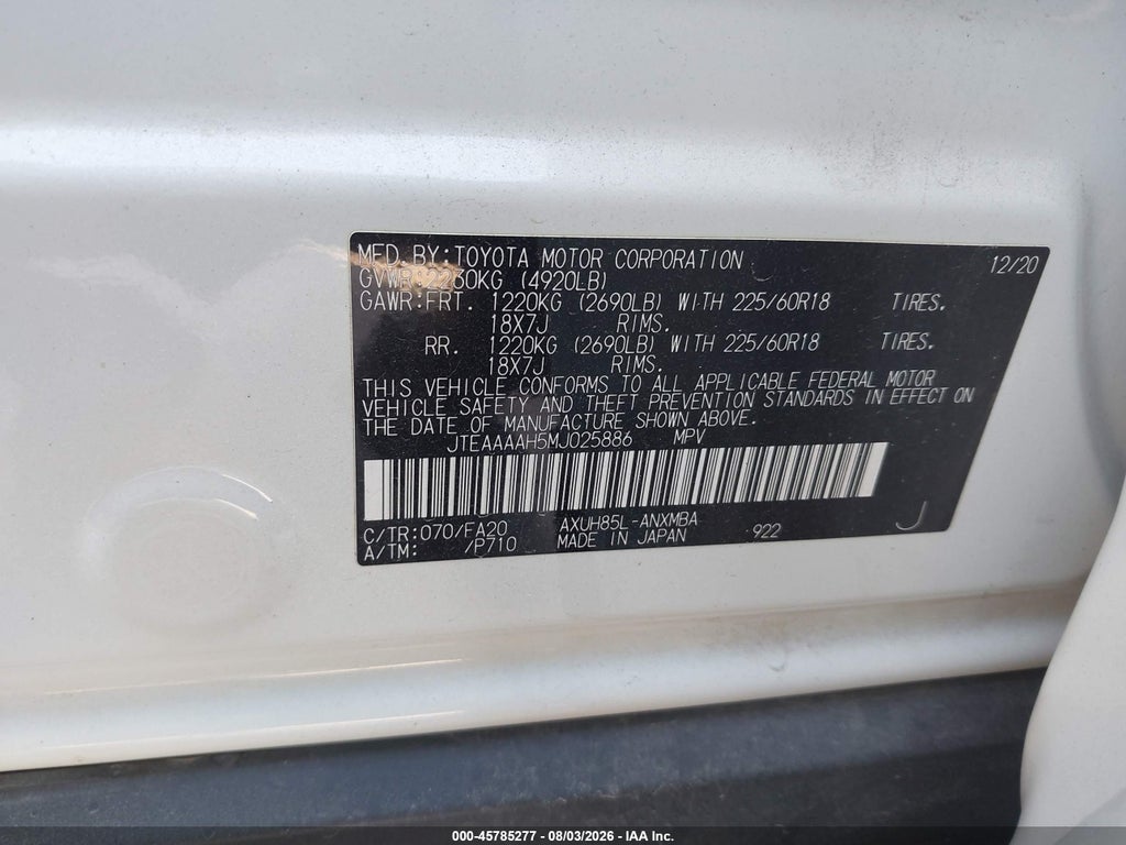 2021 Toyota Venza LE photo 9