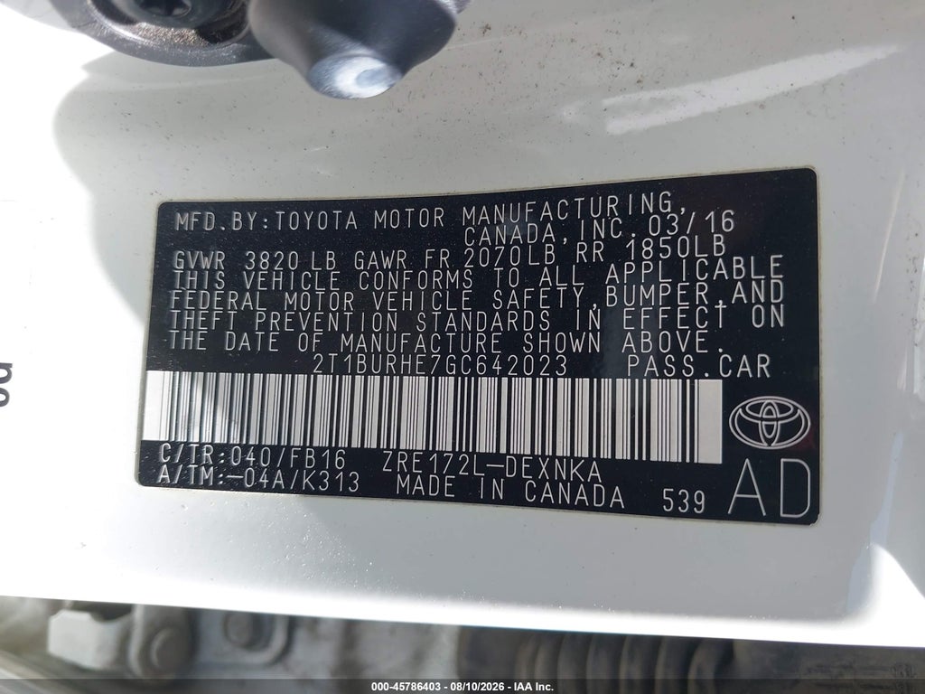 2016 Toyota Corolla LE photo 9