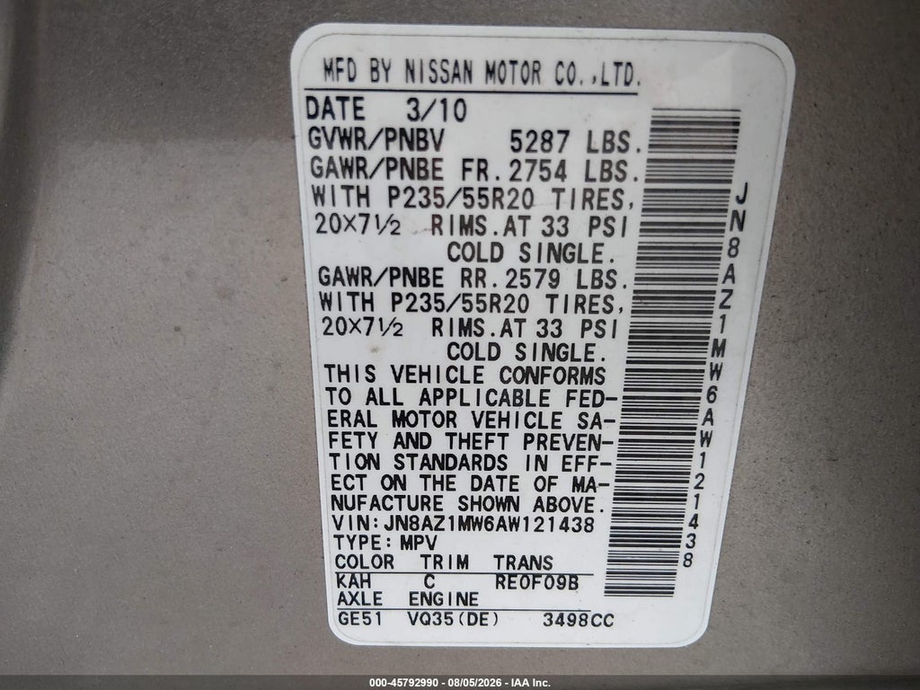 2010 Nissan Murano LE photo 9