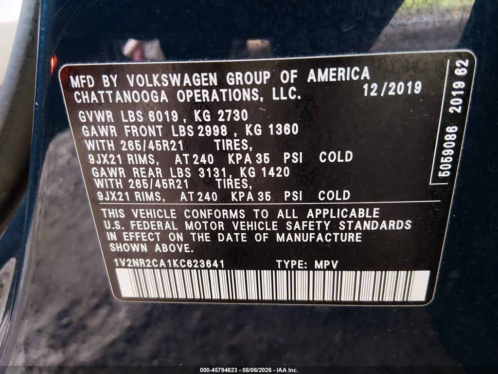 2019 Volkswagen Atlas 3.6L V6 SEL Premium photo 9
