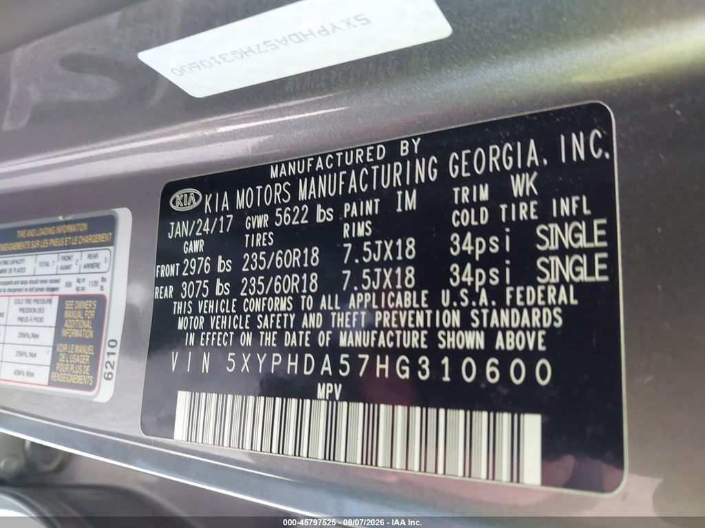 2017 Kia Sorento 3.3L EX photo 9