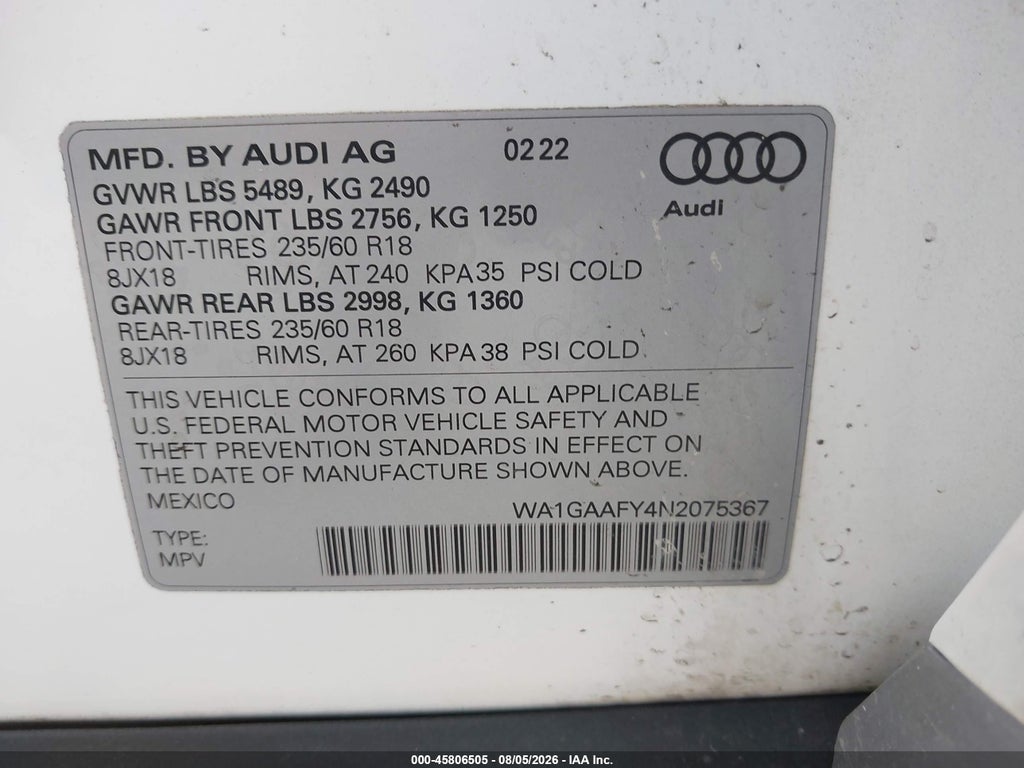 2022 Audi Q5 Premium 45 Tfsi S Line Quattro S Tronic photo 9