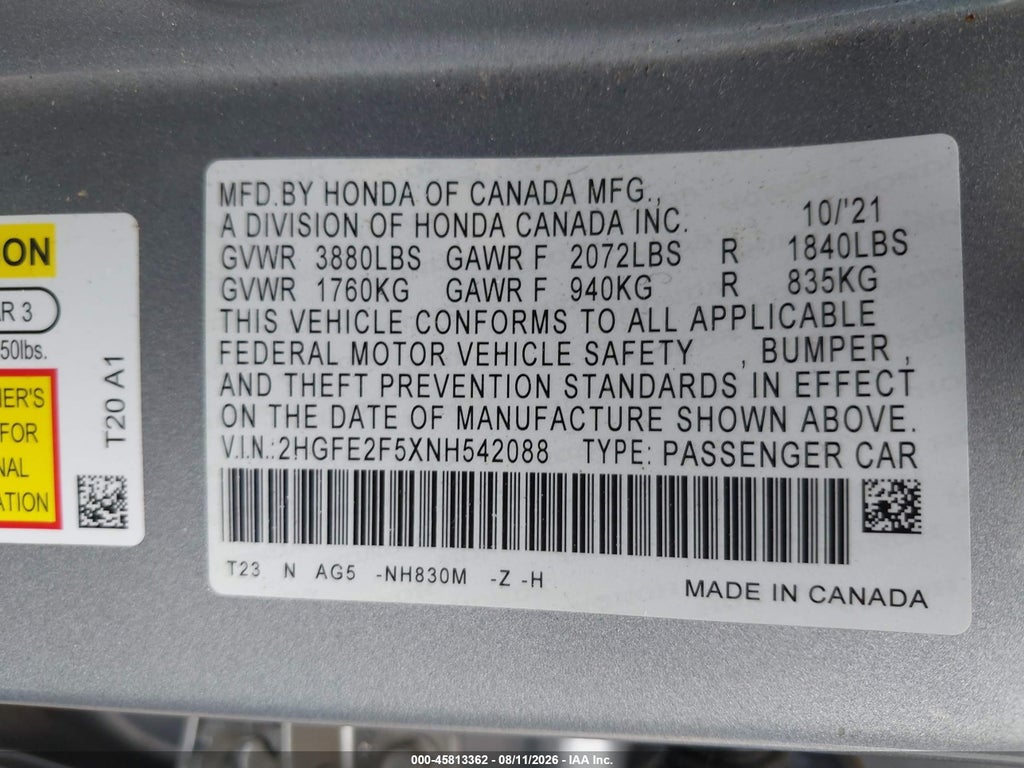 2022 Honda Civic Sport photo 9