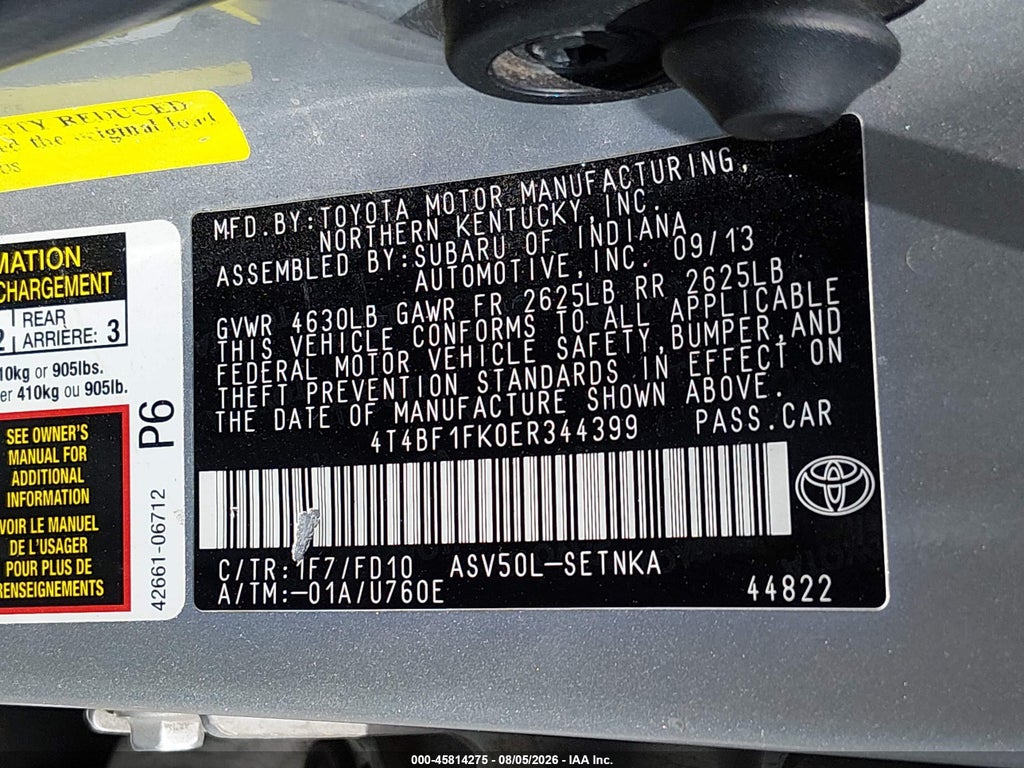 2014 Toyota Camry LE photo 9