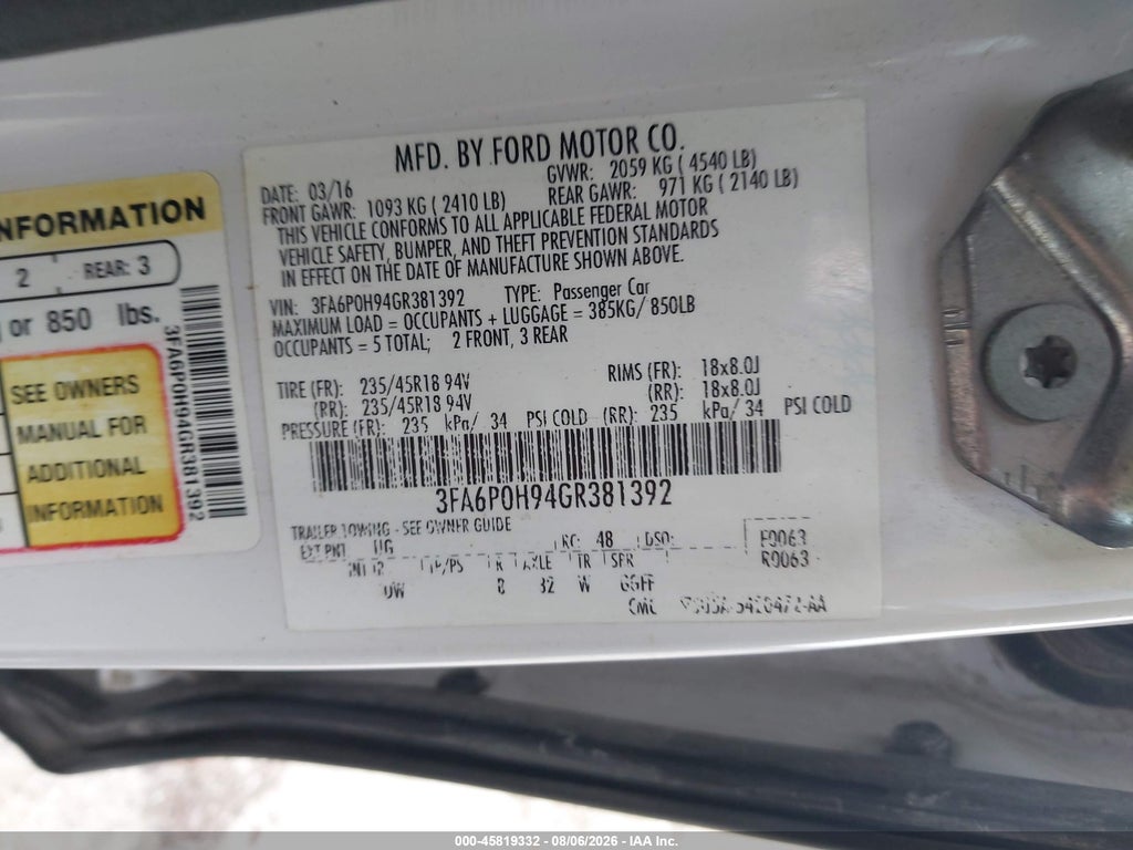 2016 Ford Fusion SE photo 9